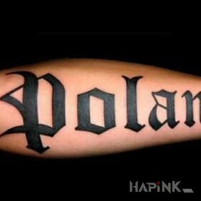 Tattoo Poland on the forearm motif: lettering