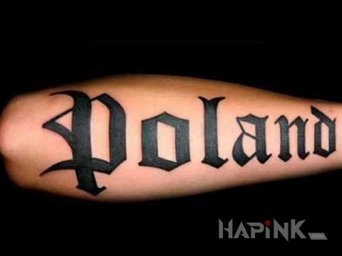 Tattoo Poland in patriotic motif on the forearm