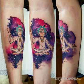 Tatuaż Rick i Morty / Rick and Morthy na ręce motyw: science fiction styl: kreskówkowe / komiksowe