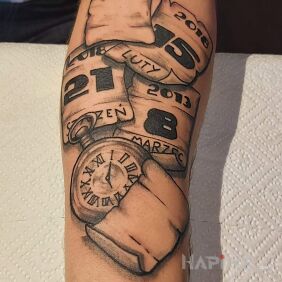 Tattoo In Memory... on the forearm motif: lettering style: realistic