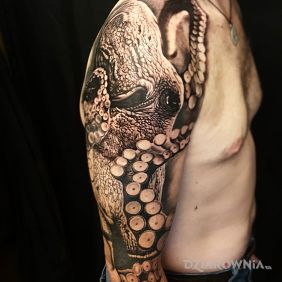 Tatuaż Ośmiornica na ramieniu motyw: 3D styl: realistyczne