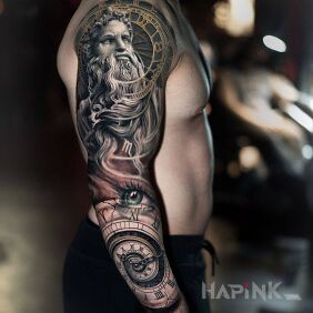 Tattoo Spiral of time on the upper arm motif: sleeves style: realistic