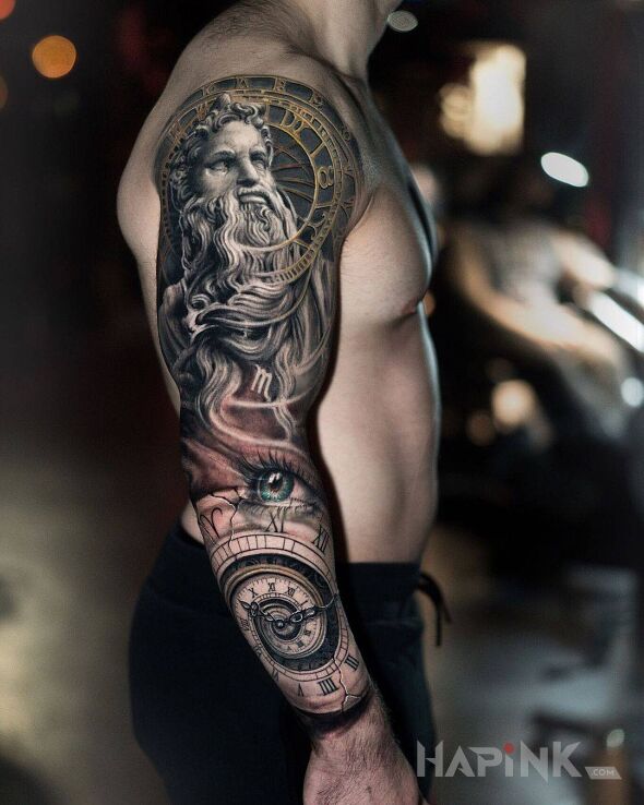 Tattoo Spirala czasu in 3D motif and realistic style On the arm