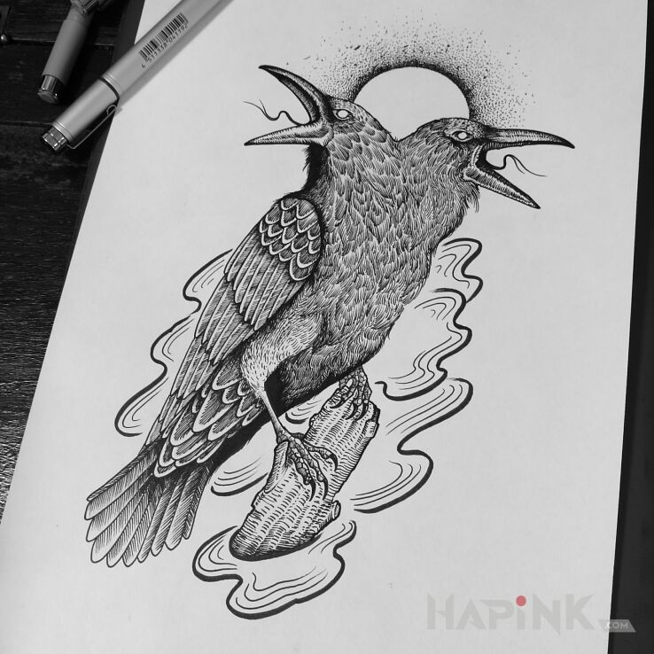 Designs dwugłowy kruk - graphic / illustrative