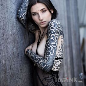 Tattoo Beautiful girl with cool sleeves On the arm motif: sleeves style: japanese / irezumi