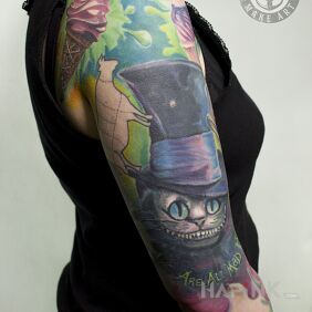 Tattoo Sleeve on the upper arm motif: fantasy style: realistic