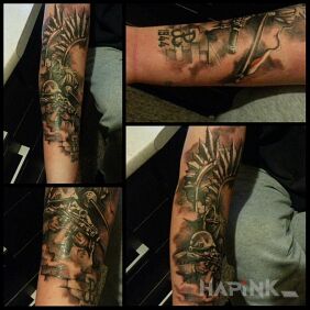 Tattoo Hussars yesterday and today on the forearm motif: patriotic style: realistic