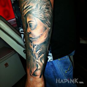 Tattoo Muerte on the forearm motif: sleeves