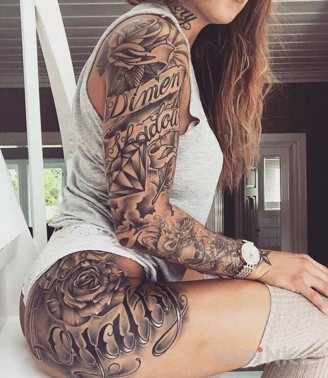 Tattoo Imiona i diament in sleeves motif and graphic / illustrative style On the arm