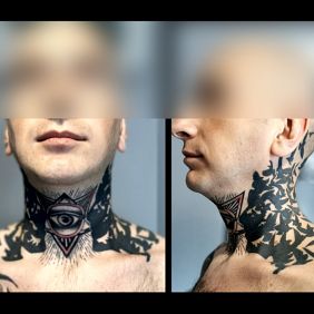 Tatuaż Ptaki na głowie motyw: czarno-szare styl: blackwork / blackout