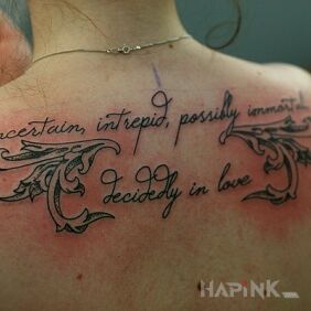 Tattoo Inscription on the back on the back motif: lettering