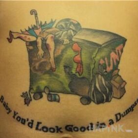 Tattoo Concrete abrasion on the stomach motif: lettering
