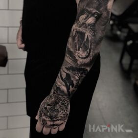 Tattoo Japa orangutan 🙂 On the arm motif: 3D style: realistic