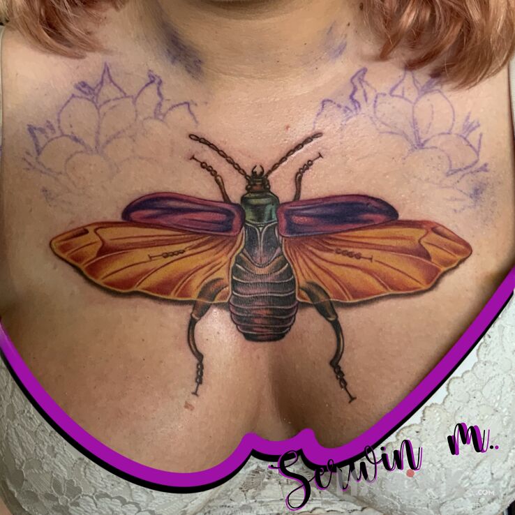 Tattoo Pierwsza sesja żuczka in colorful motif and graphic / illustrative style on the chest
