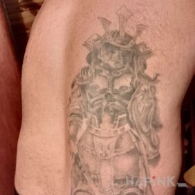 Tattoo Japanese warrior on the back style: japanese / irezumi