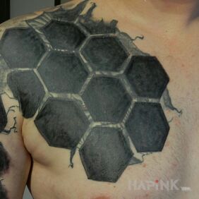 Tattoo Geometry on the collarbone motif: cover-up style: geometric