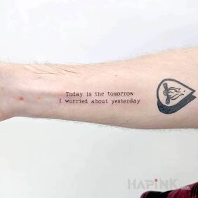Tattoo Yesterday today tomorrow On the arm motif: lettering