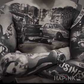 Tattoo Place of scars on the upper arm motif: 3D style: realistic