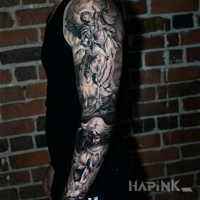 Tattoo Archangel Gabriel On the arm motif: angels style: realistic