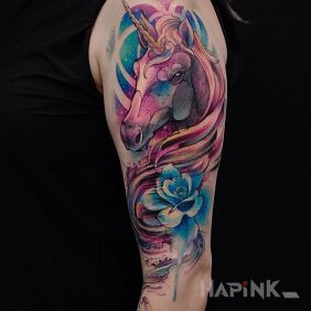 Tattoo Unicorn on the upper arm motif: animals