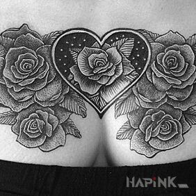 Tattoo Flowers in a woman on the breast motif: flowers style: graphic / illustrative
