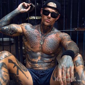 Tattoo Time for a hot guy on the bicep motif: skulls style: geometric