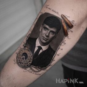 Tattoo Thomas Shelby On the arm motif: objects style: realistic