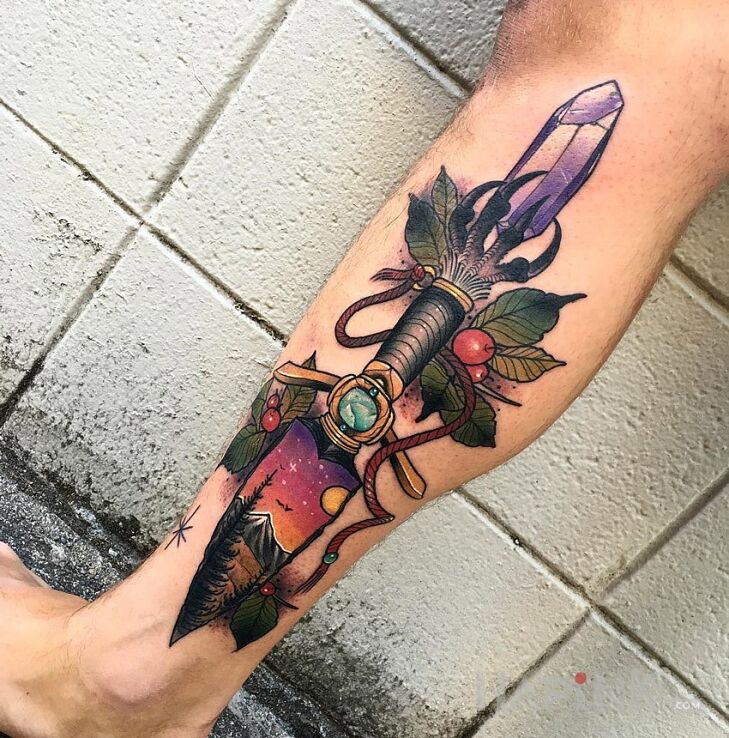 Tattoo Sztylet in other motif on the forearm