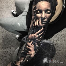 Tattoo Master sleeve on the forearm motif: 3D style: realistic
