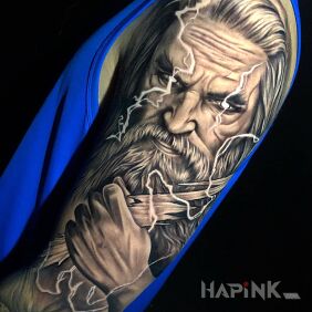 Tattoo God of thunder On the arm motif: 3D style: realistic