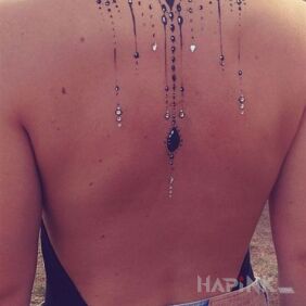 Tattoo Reversed necklace on the back motif: colorful style: realistic