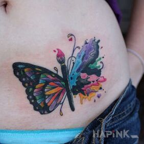 Tattoo Butterfly on the stomach motif: butterflies