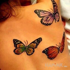 Tattoo Butterflies on the back on the back motif: butterflies