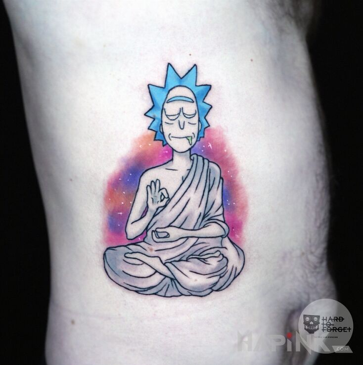 Tattoo Tranquility Rick in characters motif and graphic / illustrative style on the stomach