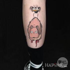 Tattoo Spirited Away on the calf motif: colorful style: graphic / illustrative