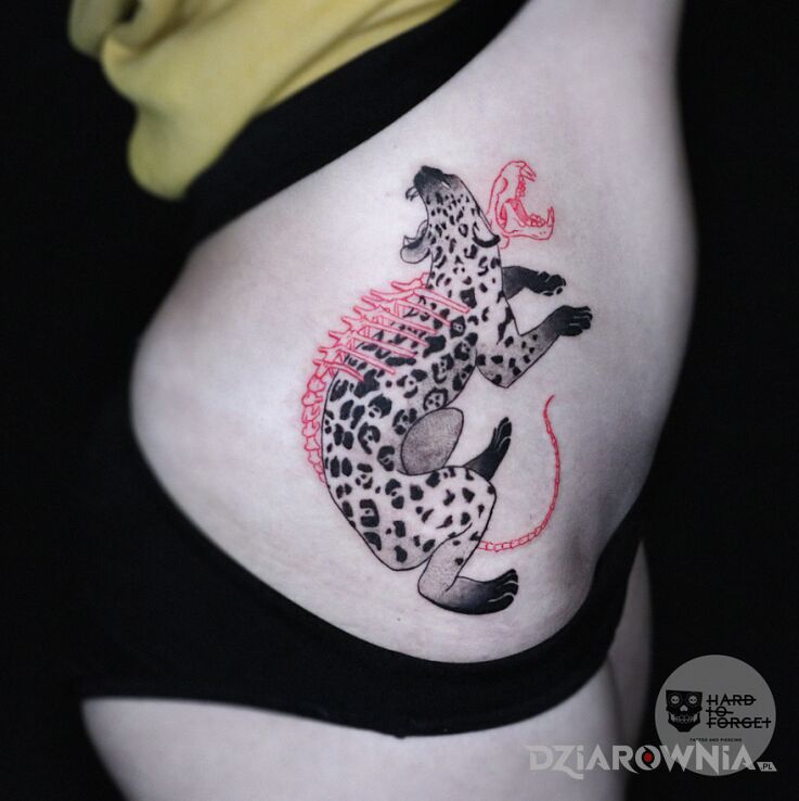Tatuaż lampart w motywie zwierzęta i stylu graficzne / ilustracyjne na brzuchu