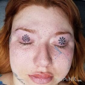 Tattoo Flower and snowflake on the eyelids motif: other style: minimalistic