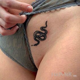 Tattoo Tiny tiny snake intimate motif: animals style: minimalistic