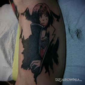 Tatuaż Itachi na przedramieniu motyw: postacie styl: japońskie / irezumi