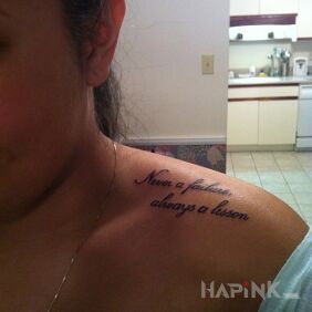Tattoo Learning from mistakes on the collarbone motif: lettering