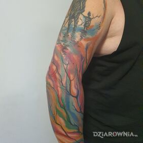 Tatuaż Coś takiego :) na przedramieniu motyw: kolorowe styl: abstrakcyjne