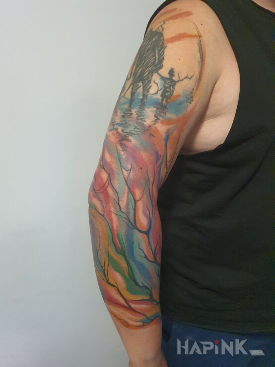 Tattoo Coś takiego :) in sleeves motif and abstract style on the upper arm