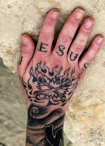 Tattoo Tattoo in lettering motif on the hand