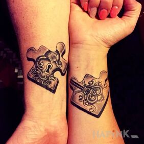 Tattoo Puzzle on the forearm motif: 3D