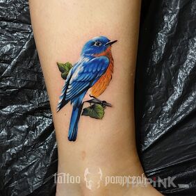 Tattoo Eastern bluebird near the ankle motif: animals style: realistic