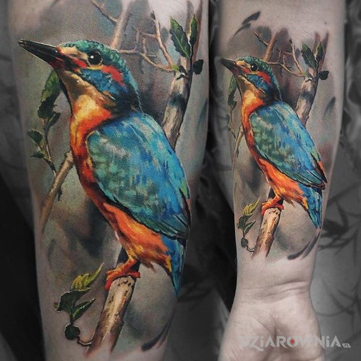 Tatuaż ptak 3d w motywie zwierzęta i stylu realistyczne na przedramieniu