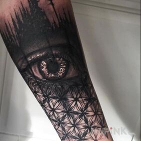 Tattoo Eye on the forearm style: geometric