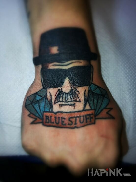 Tattoo Fanowski <3 in characters motif on the hand