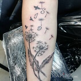 Tattoo Dandelions On the arm motif: floral style: graphic / illustrative