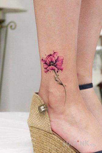 Tattoo Troszkę akwareli in colorful motif and Watercolor style near the ankle